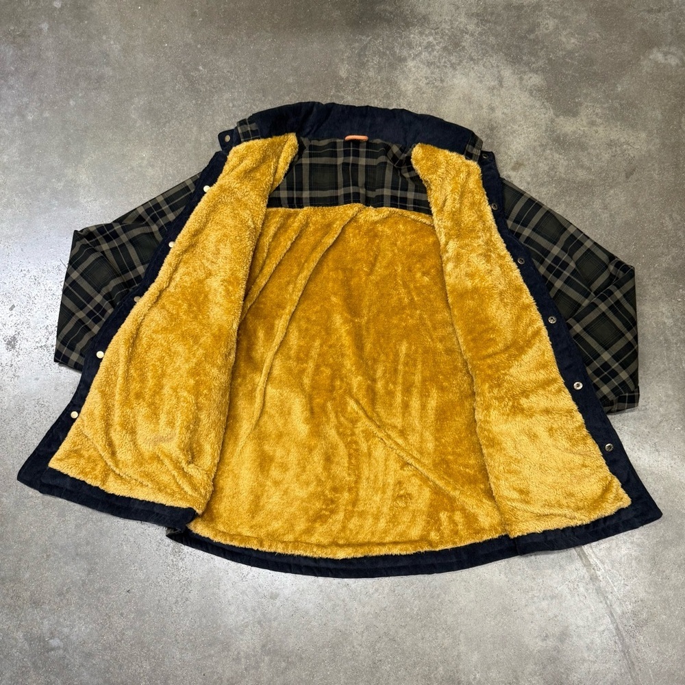 Plaid Plush Fleece Lined Chore Coat Barn Jacket Workwear - Picture 5 of 8